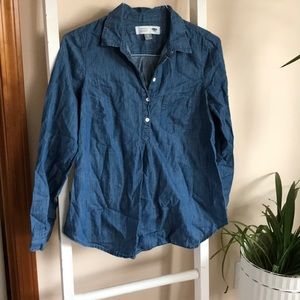 3/4 button up maternity chambray🤰